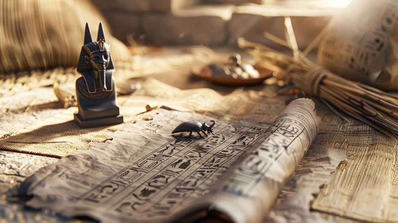 Ansicht einer antiken Papierschriftrolle zum Schreiben und Dokumentieren.